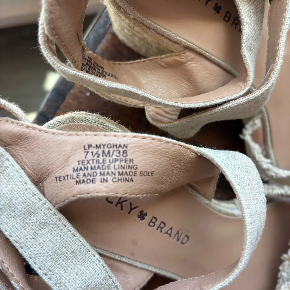 Lucky Brand Meghan Espadrille Wedge Sandal Natural 7.5